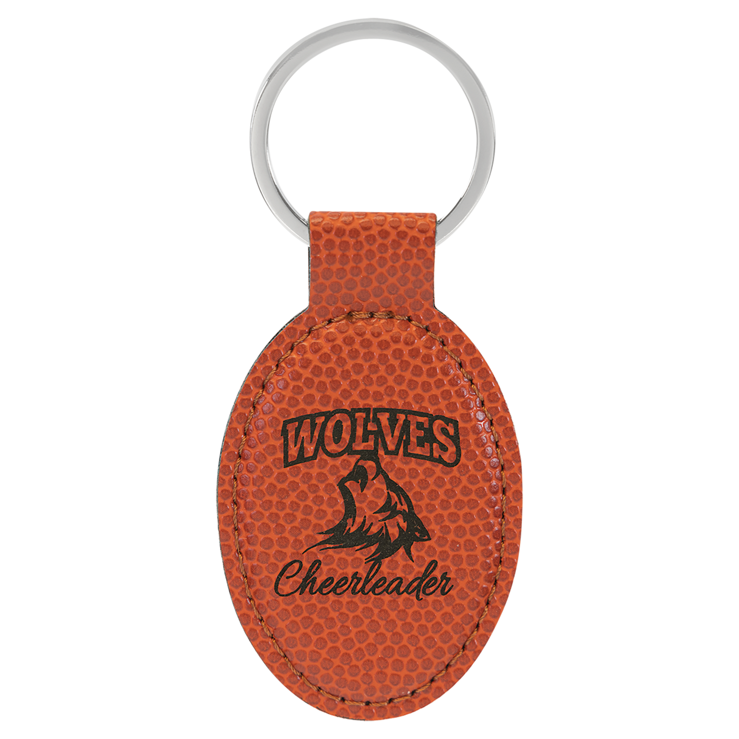 3" x 1.75" Basketball Oval Leatherette Keychain – item GFT2373