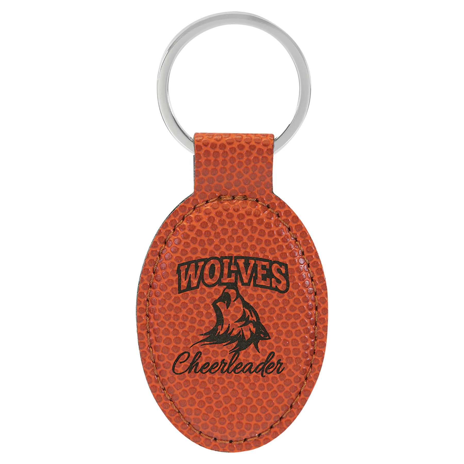3" x 1.75" Basketball Oval Leatherette Keychain – item GFT2373