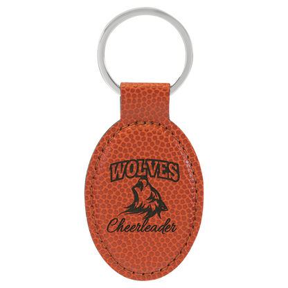 3" x 1.75" Basketball Oval Leatherette Keychain – item GFT2373