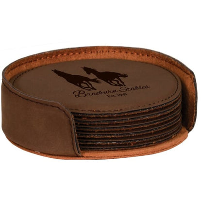 4" x 1.25" Round Leatherette 6-Coaster Set – item GFT238 image 2