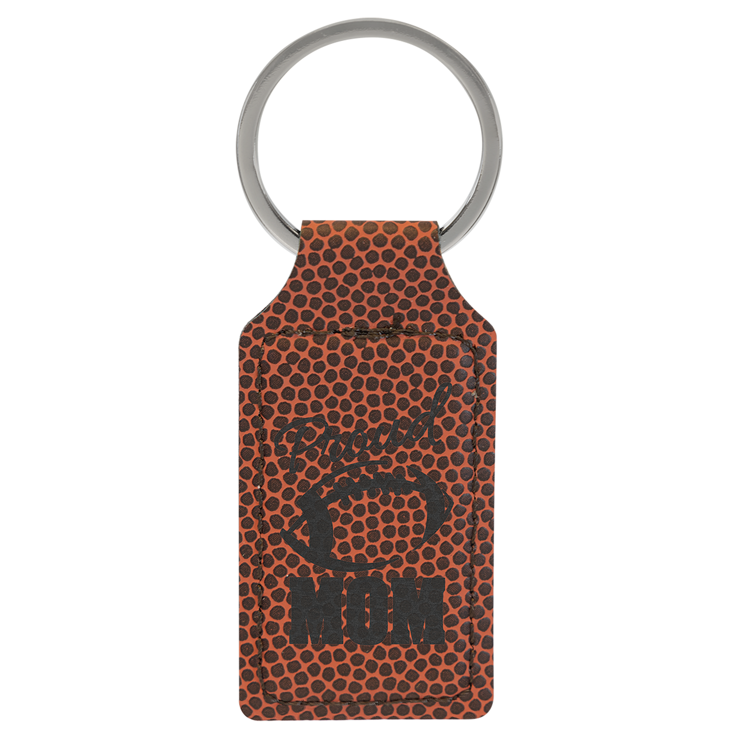 2.75" x 1.25" Football Rectangle Leatherette Keychain – item GFT2382