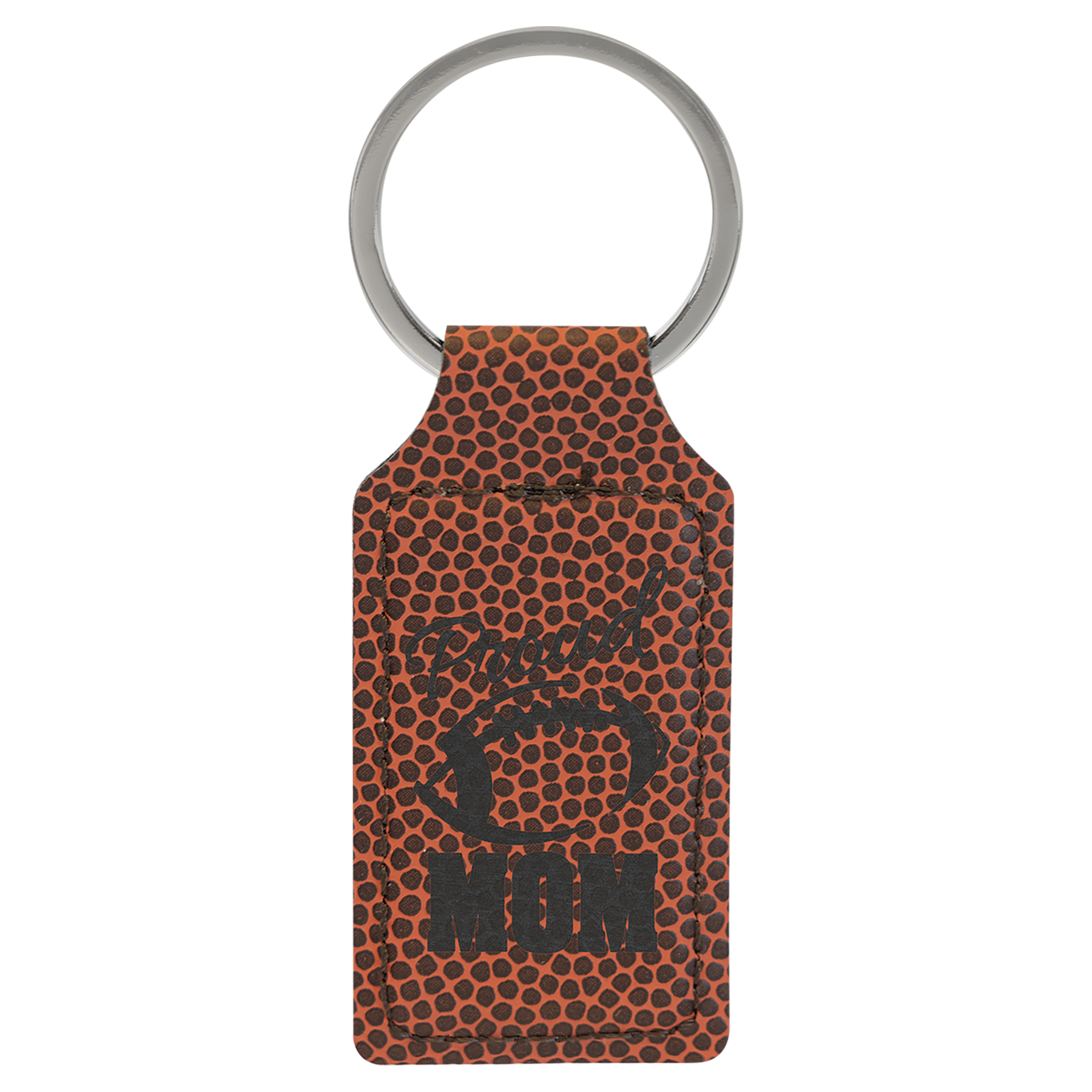 2.75" x 1.25" Football Rectangle Leatherette Keychain – item GFT2382