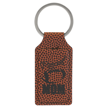 2.75" x 1.25" Football Rectangle Leatherette Keychain – item GFT2382