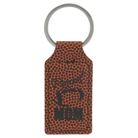 2.75" x 1.25" Football Rectangle Leatherette Keychain – item GFT2382