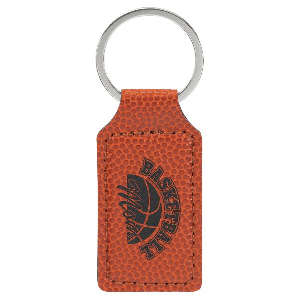 2.75" x 1.25" Basketball Rectangle Leatherette Keychain – item GFT2383 image 3
