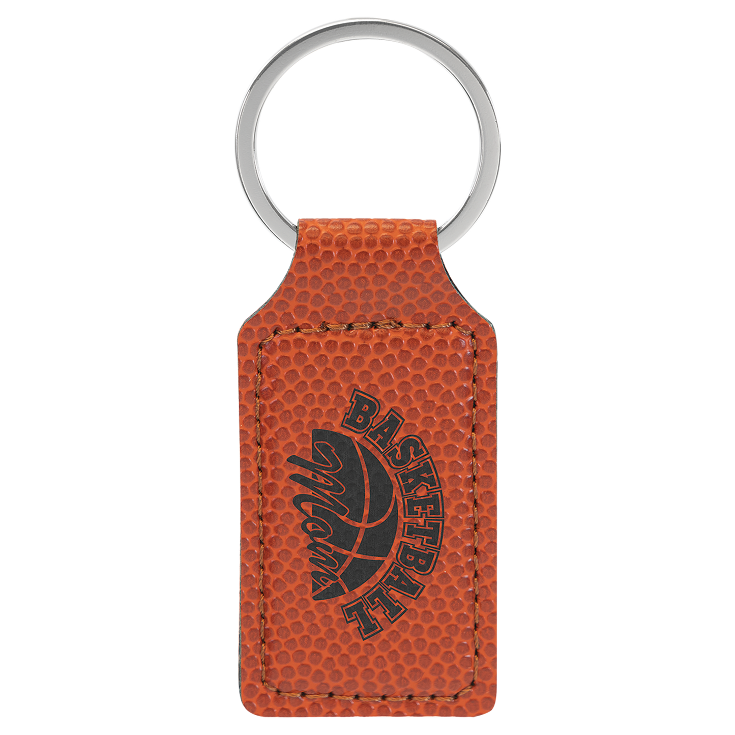 2.75" x 1.25" Basketball Rectangle Leatherette Keychain – item GFT2383