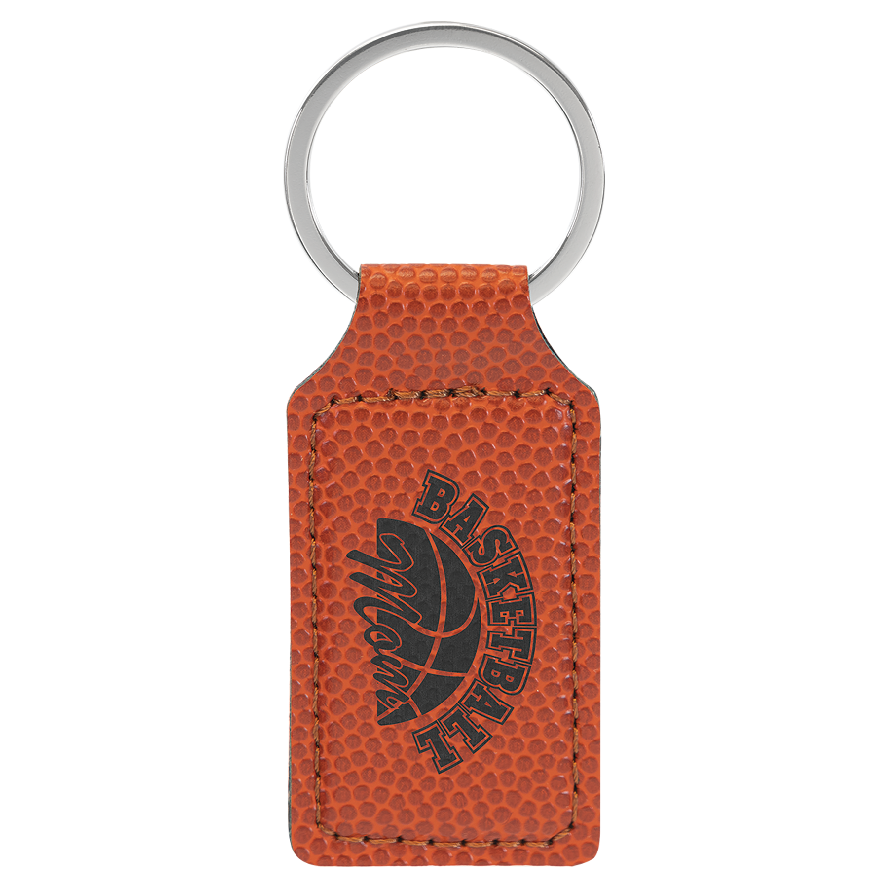 2.75" x 1.25" Basketball Rectangle Leatherette Keychain – item GFT2383