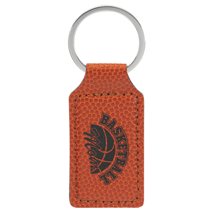 2.75" x 1.25" Basketball Rectangle Leatherette Keychain – item GFT2383