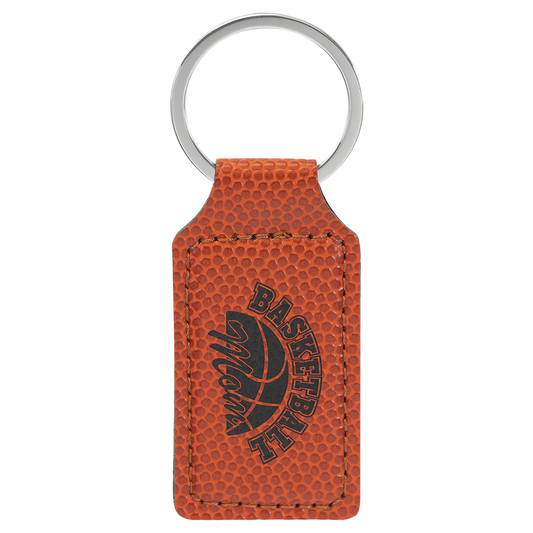 2.75" x 1.25" Basketball Rectangle Leatherette Keychain – item GFT2383