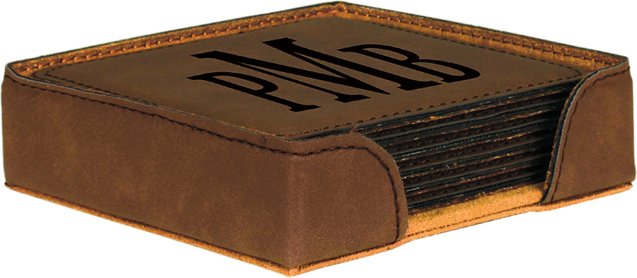 4" x 4" Square Leatherette 6-Coaster Set – item GFT240
