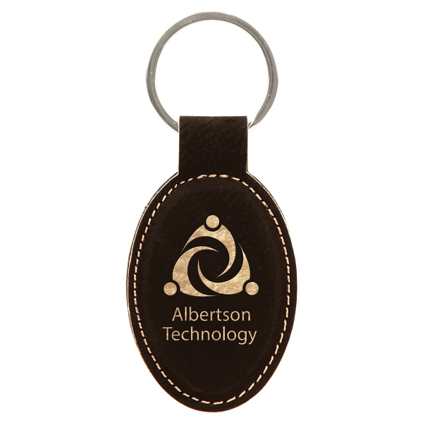 3" x 1.75" /Gold Oval Leatherette Keychain – item GFT241A image 4