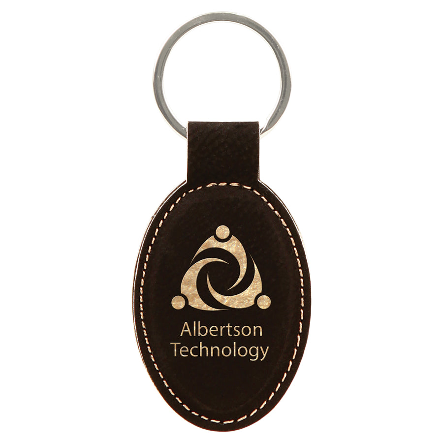 3" x 1.75" /Gold Oval Leatherette Keychain – item GFT241A image 2