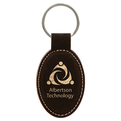 3" x 1.75" /Gold Oval Leatherette Keychain – item GFT241A image 2
