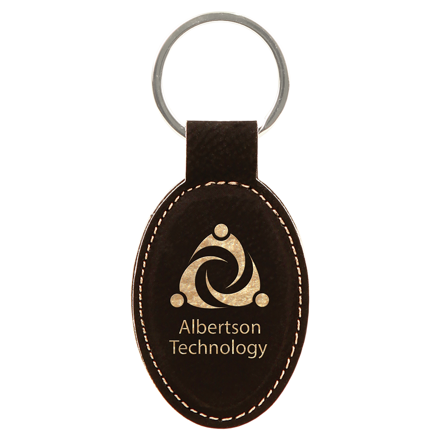 3" x 1.75" /Gold Oval Leatherette Keychain – item GFT241A