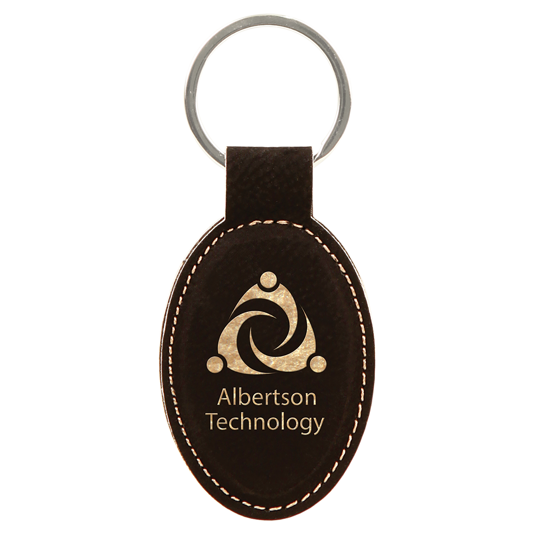 3" x 1.75" /Gold Oval Leatherette Keychain – item GFT241A