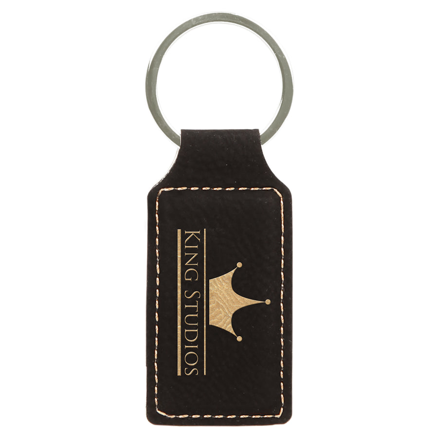 2.75" x 1.25" /Gold Rectangle Leatherette Keychain – item GFT242A image 2