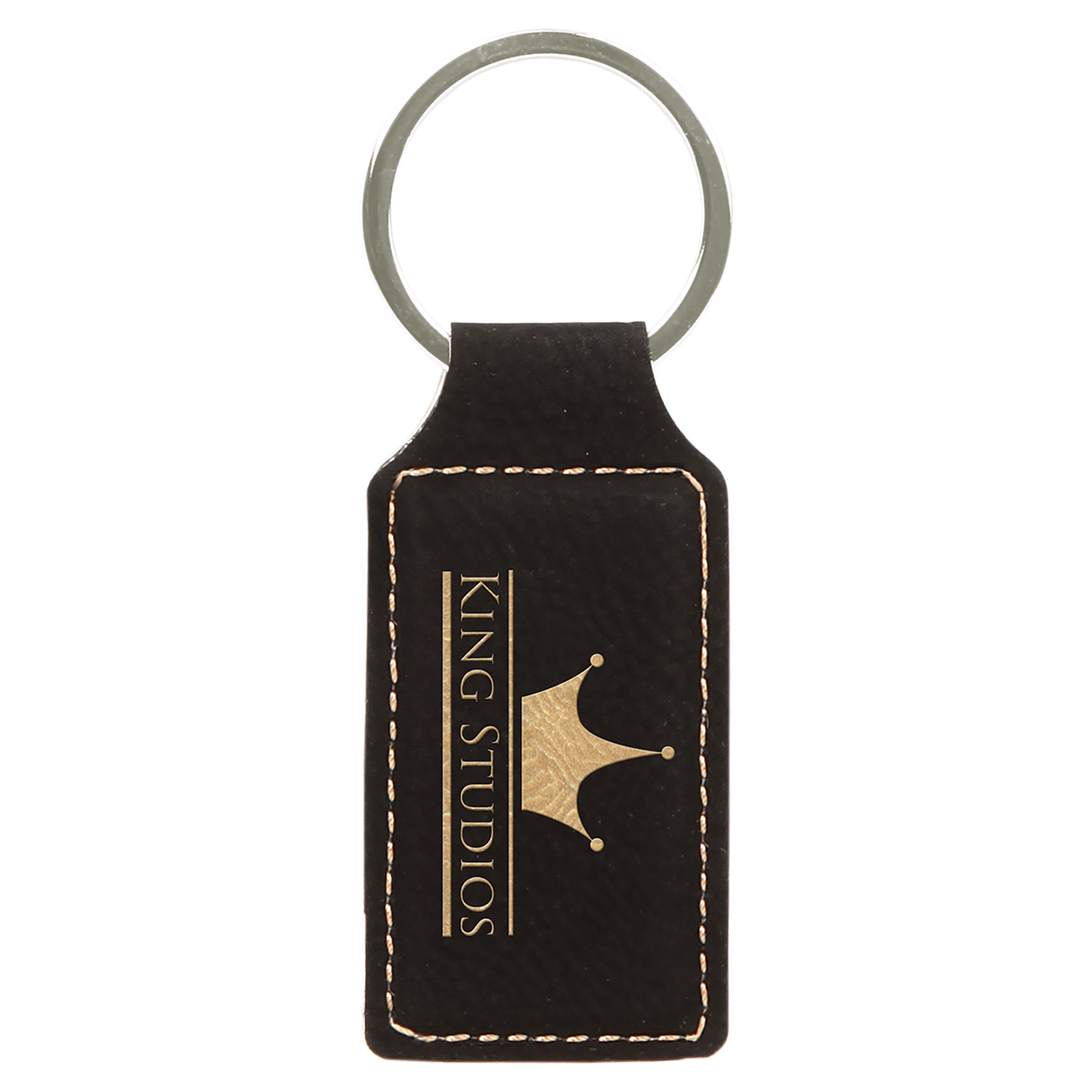 2.75" x 1.25" /Gold Rectangle Leatherette Keychain – item GFT242A