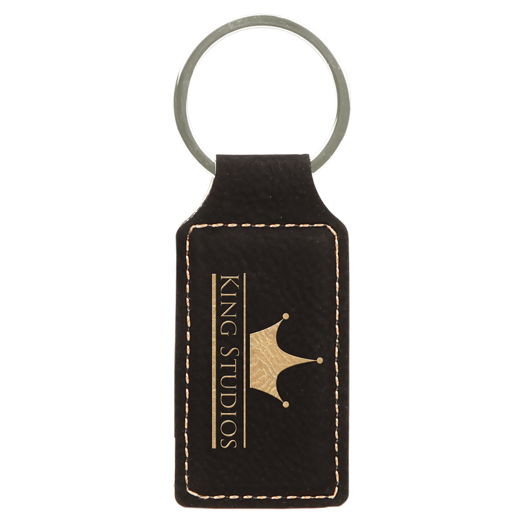 2.75" x 1.25" /Gold Rectangle Leatherette Keychain – item GFT242A
