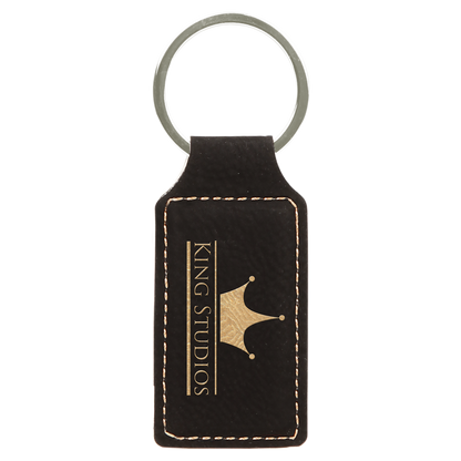 2.75" x 1.25" /Gold Rectangle Leatherette Keychain – item GFT242A