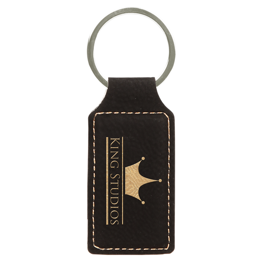 2.75" x 1.25" /Gold Rectangle Leatherette Keychain – item GFT242A