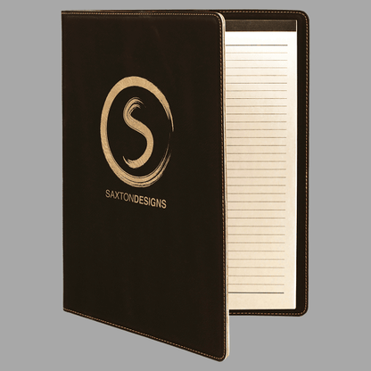 Black/Gold Laserable Leatherette Portfolio with Lined Pad – item GFT246A image 2