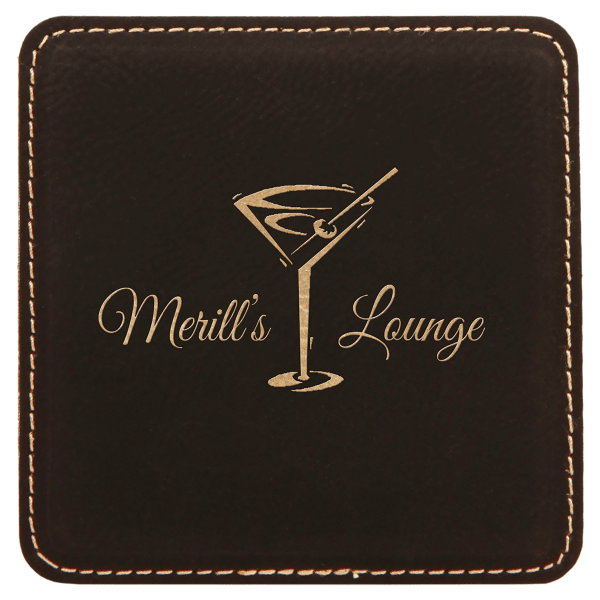 4" x 4" /Gold Square Leatherette Coaster – item GFT250A image 2