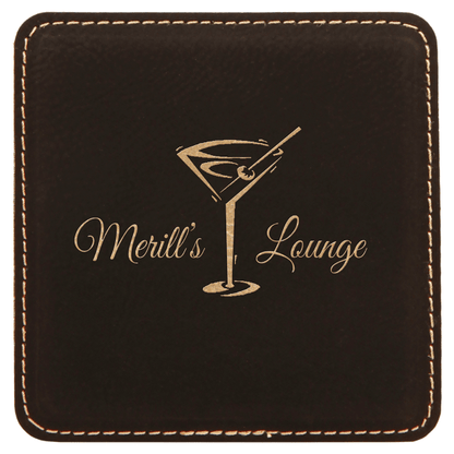 4" x 4" /Gold Square Leatherette Coaster – item GFT250A image 2