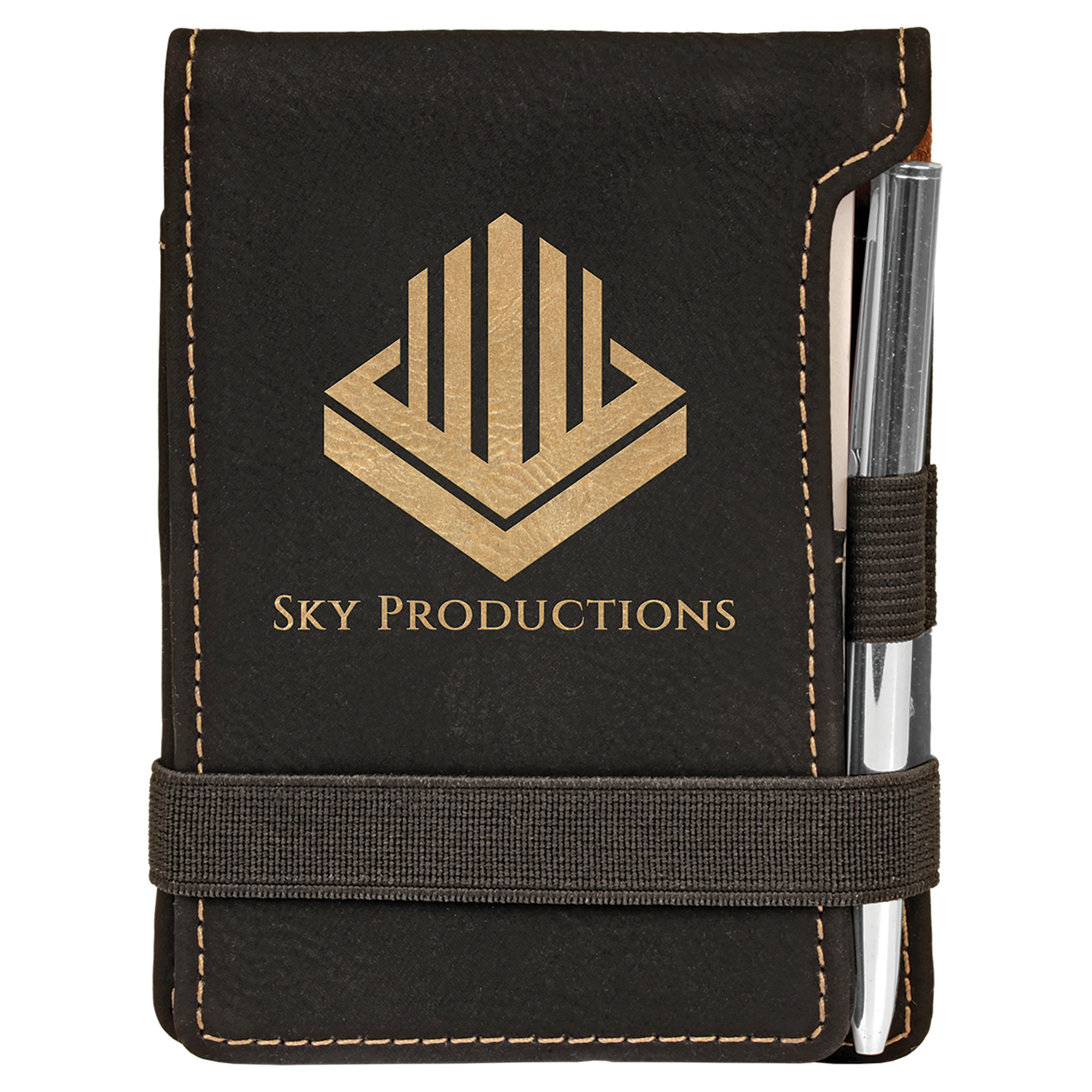 3.25" x 4.75" /Gold Leatherette Mini Notepad – item GFT255A