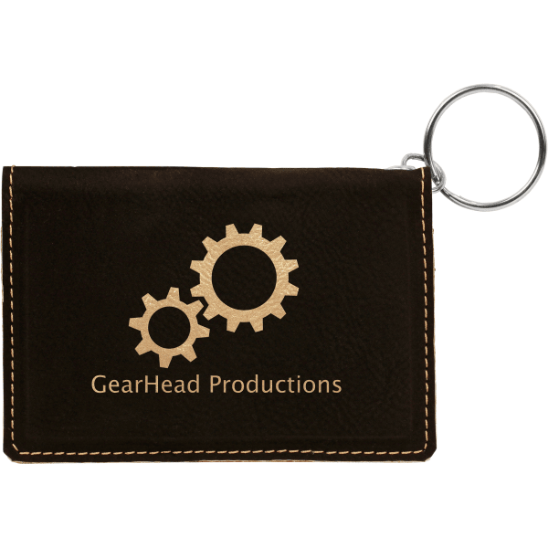 4.25" x 3" /Gold Leatherette Keychain ID Holder – item GFT258A image 4