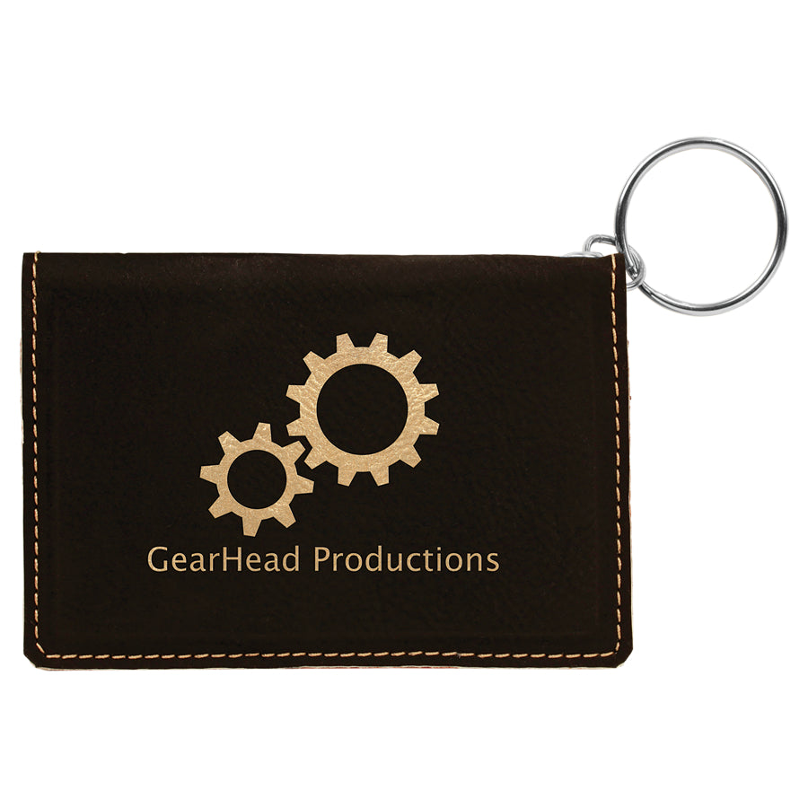 4.25" x 3" /Gold Leatherette Keychain ID Holder – item GFT258A image 2