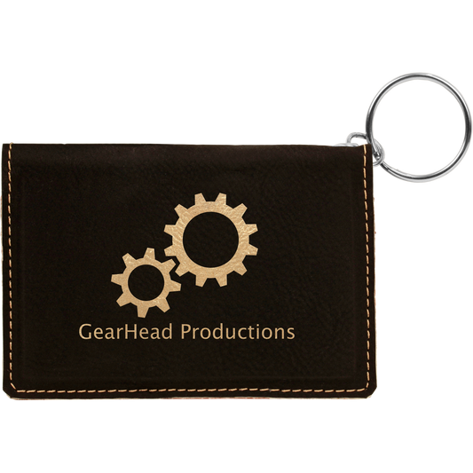 4.25" x 3" /Gold Leatherette Keychain ID Holder – item GFT258A