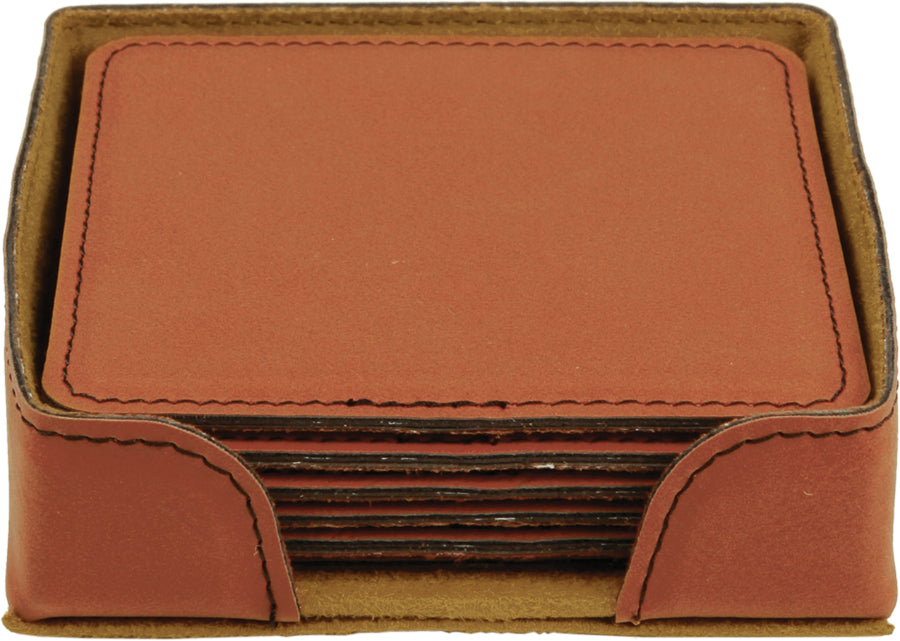 4" x 4" Square Leatherette 6-Coaster Set – item GFT282