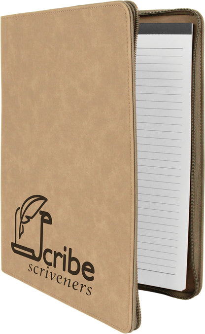 Light Brown Laserable Leatherette Portfolio with Zipper and – item GFT350