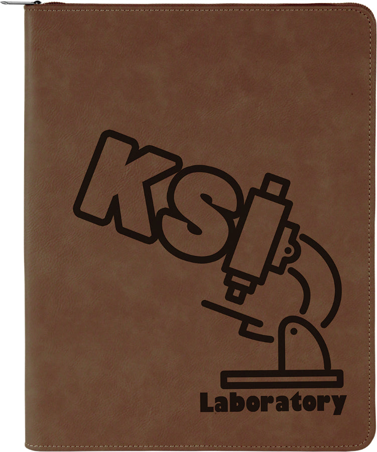 Dark Brown Laserable Leatherette Portfolio with Zipper and – item GFT351