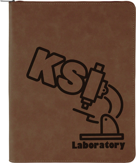 Dark Brown Laserable Leatherette Portfolio with Zipper and – item GFT351
