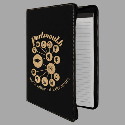 Black/Gold Laserable Leatherette Portfolio with Zipper and – item GFT352A image 2