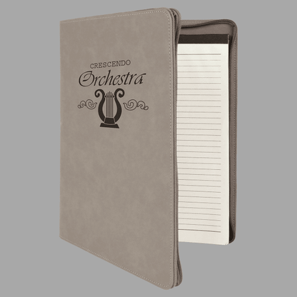 Gray Laserable Leatherette Portfolio with Zipper and Lined – item GFT354 image 2