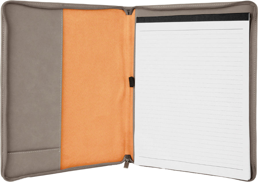 Gray Laserable Leatherette Portfolio with Zipper and Lined – item GFT354