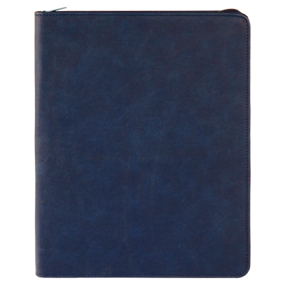 9.5" x 12" Blue/Black Leatherette Zipper Portfolio – item GFT355 image 5