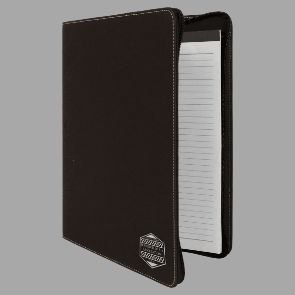 Black/Silver Laserable Leatherette Portfolio with Zipper – item GFT358 image 2
