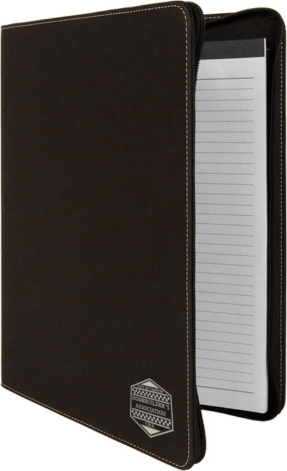 Black/Silver Laserable Leatherette Portfolio with Zipper – item GFT358