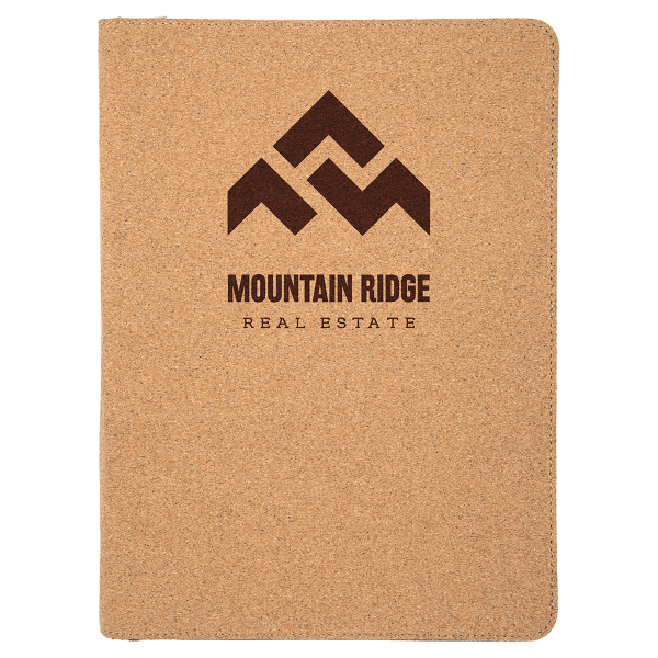 9.5" x 12" Light Brown Cork Leatherette Zipper Portfolio – item GFT359 image 6