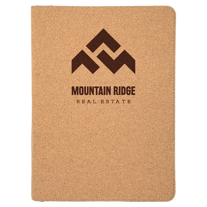 9.5" x 12" Light Brown Cork Leatherette Zipper Portfolio – item GFT359