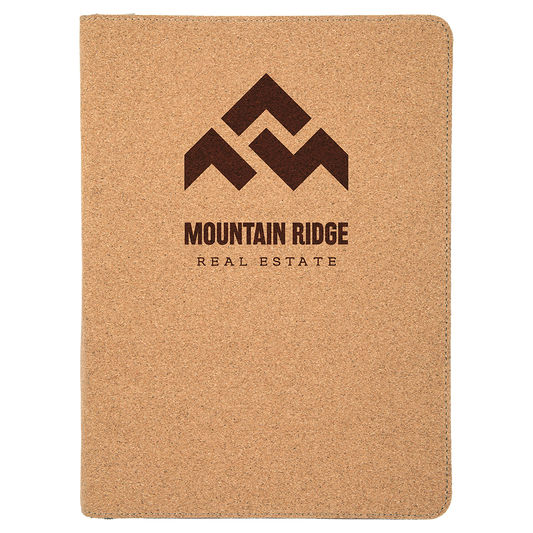 9.5" x 12" Light Brown Cork Leatherette Zipper Portfolio – item GFT359