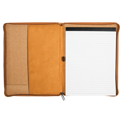 9.5" x 12" Light Brown Cork Leatherette Zipper Portfolio – item GFT359 image 3