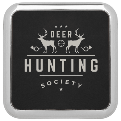 3.625" x 3.625" Black/Silver Square Leatherette Coaster – item GFT428 image 2