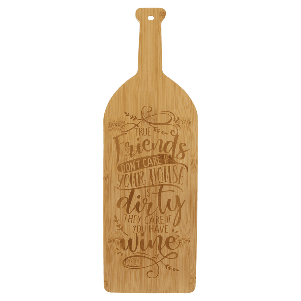 17" x 5.25" Bamboo Wine Bottle Cutting Board – item GFT449