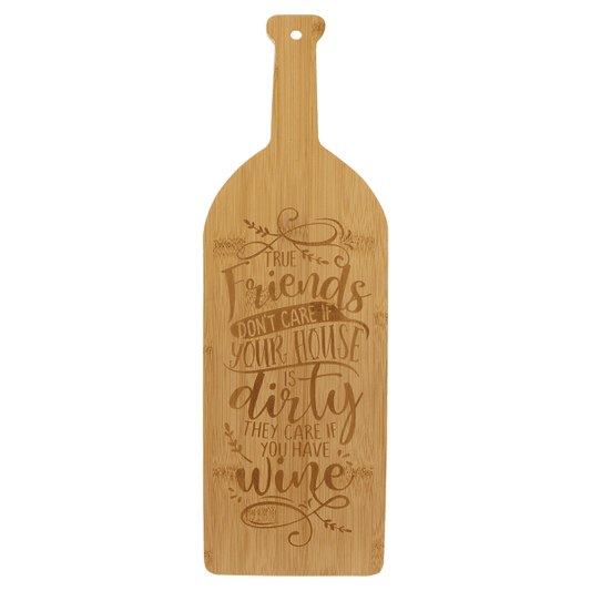 17" x 5.25" Bamboo Wine Bottle Cutting Board – item GFT449