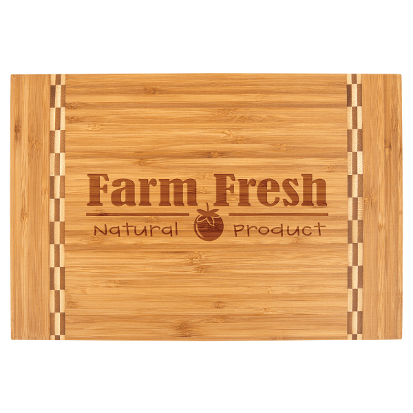 15" x 10.25" Bamboo Cutting Board with Butcher Block Inlay – item GFT471