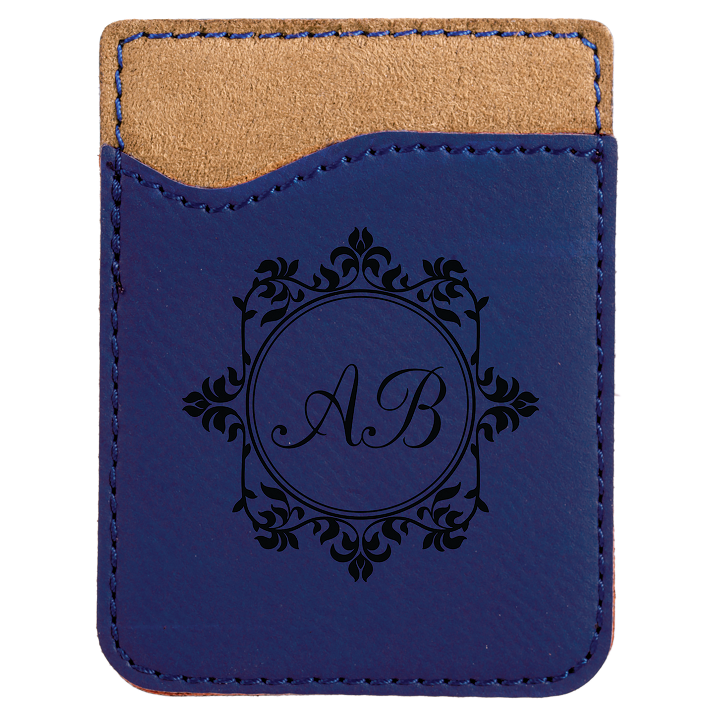 2.375" x 3.125" Blue/Black Leatherette Phone Wallet – item GFT525